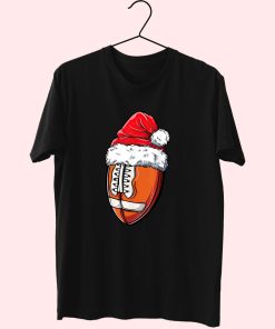Christmas Football Ball Santa Hat 70S T Shirt Outfit
