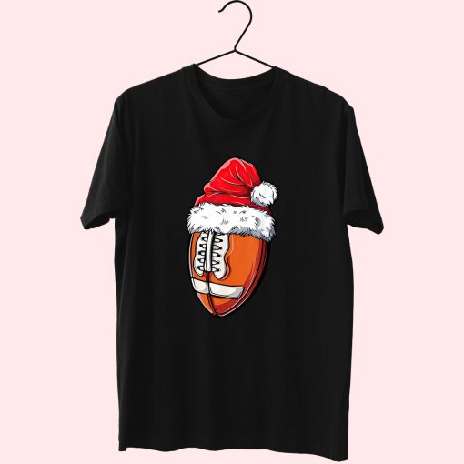 Christmas Football Ball Santa Hat 70S T Shirt Outfit