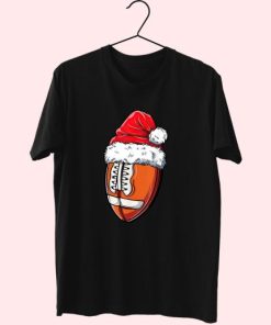 Christmas Football Ball Santa Hat 70S T Shirt Outfit