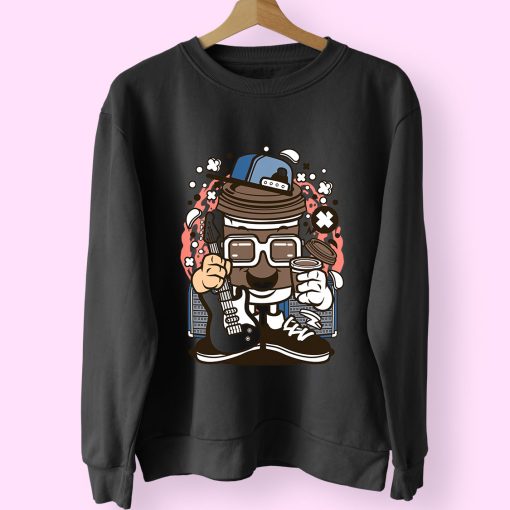 Coffee Cup Rocker Funny Graphic Sweatshirt