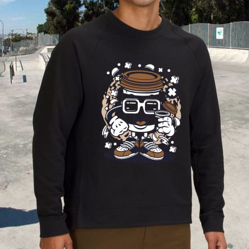 Coffee Cup Surfer Funny Graphic Sweatshirt