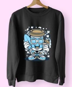 Coffee Cup Surfer Funny Graphic Sweatshirt 4