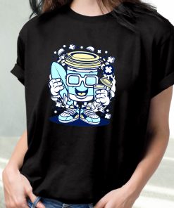 Coffee Cup Surfer Funny Graphic T Shirt 3