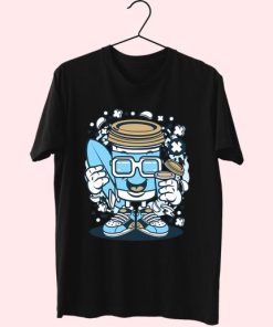 Coffee Cup Surfer Funny Graphic T Shirt 4