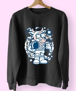 Cow Astronaut Funny Graphic Sweatshirt