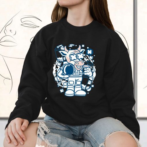 Cow Astronaut Funny Graphic Sweatshirt