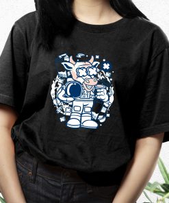 Cow Astronaut Funny Graphic T Shirt