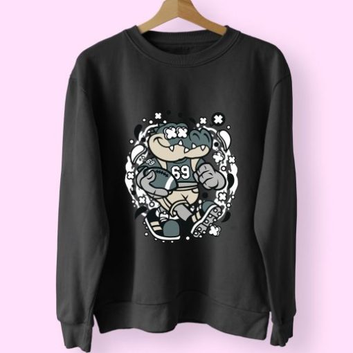 Crocodile Football Funny Graphic Sweatshirt