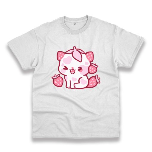Cute Strawberry Cat Trendy Casual T Shirt