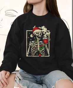 Dead Inside Skeleton Christmas Sweatshirt Xmas Outfit 3