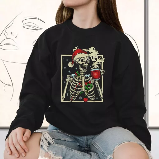 Dead Inside Skeleton Christmas Sweatshirt Xmas Outfit