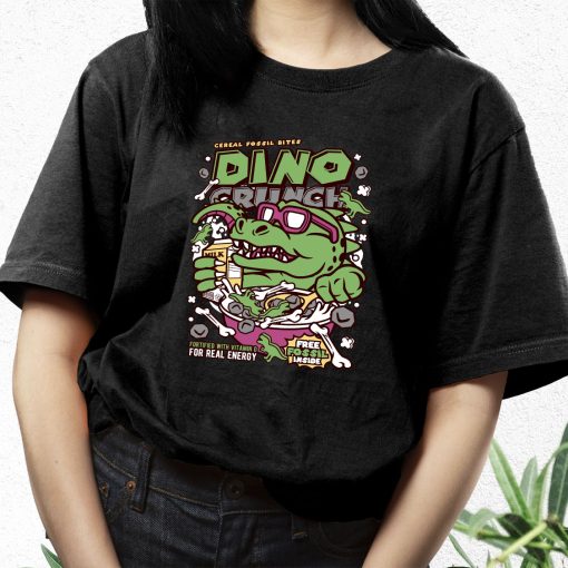 Dino Crunch Funny Graphic T Shirt