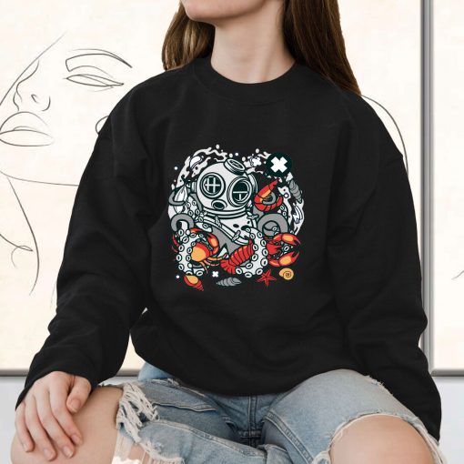 Diver Octopus Funny Graphic Sweatshirt