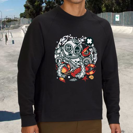Diver Octopus Funny Graphic Sweatshirt