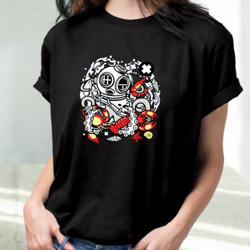 Diver Octopus Funny Graphic T Shirt