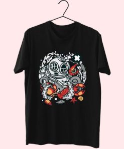 Diver Octopus Funny Graphic T Shirt 4