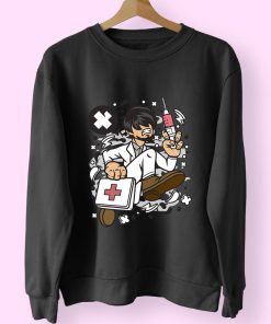 Doctor Running Funny Graphic Sweatshirt