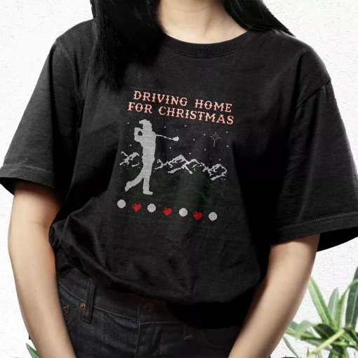 Driving Home For Christmas Golf T Shirt Xmas Design