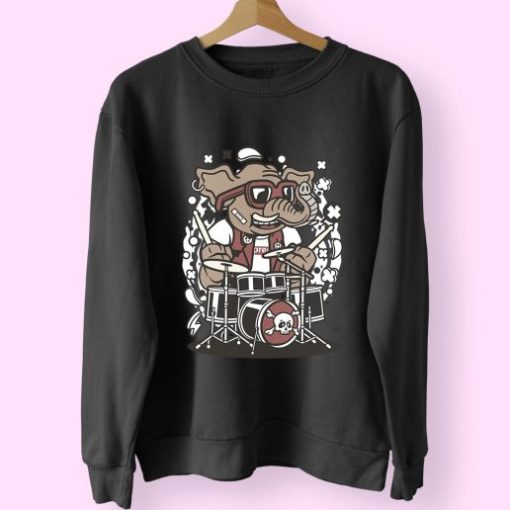 Elephant Drummer Funny Graphic Sweatshirt