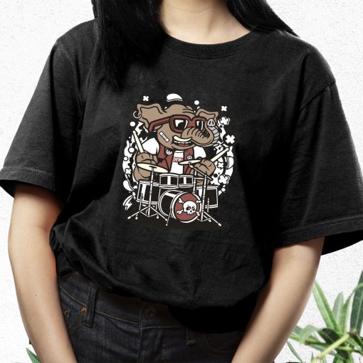 Elephant Drummer Funny Graphic T Shirt