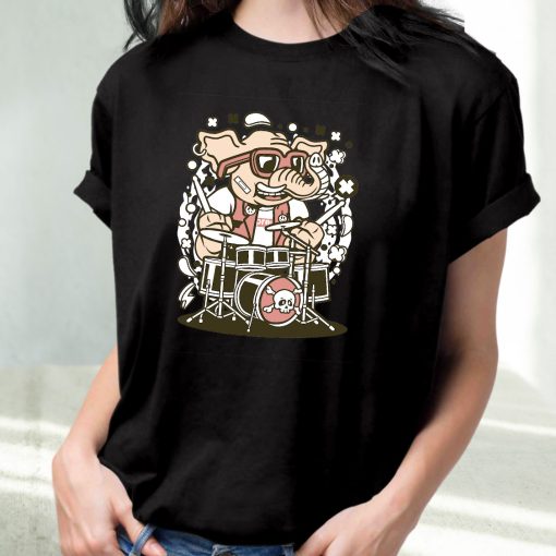 Elephant Drummer Funny Graphic T Shirt