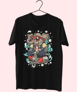 Elephant Scooterist Funny Graphic T Shirt 4