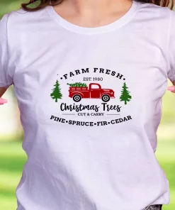 Farm Fresh Christmas Trees Truck Funny Christmas T Shirt