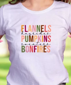 Flannels Hayrides Pumpkins Bonfires Thanksgiving Vintage T Shirt