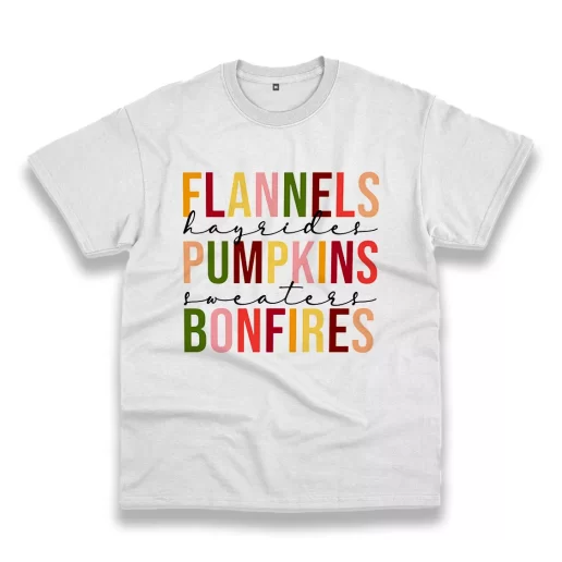 Flannels Hayrides Pumpkins Bonfires Thanksgiving Vintage T Shirt Flannels Hayrides Pumpkins Bonfires Thanksgiving Vintage T Shirt