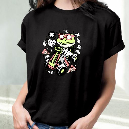 Frog Gokart Racer Funny Graphic T Shirt