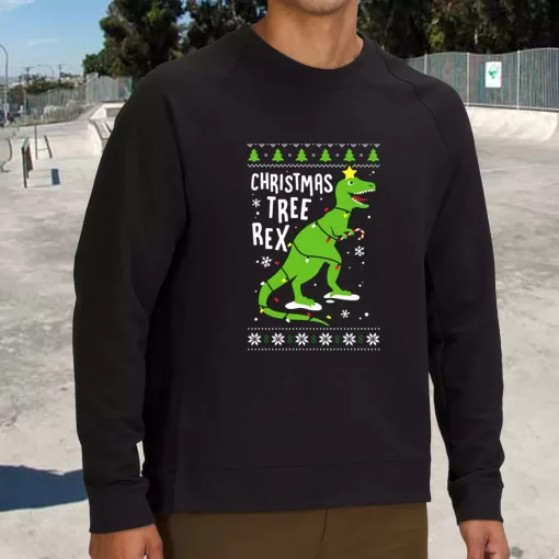 Funny Christmas Tree Rex T Rex Sweatshirt Xmas Outfit