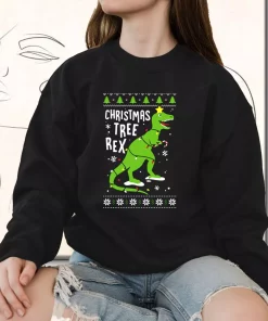 Funny Christmas Tree Rex T Rex Sweatshirt Xmas Outfit 3