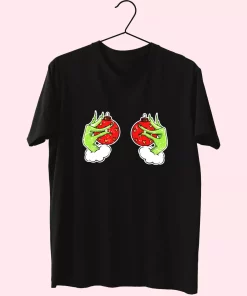 Funny Grinch’S Hand Is On The Breast T Shirt Xmas Design