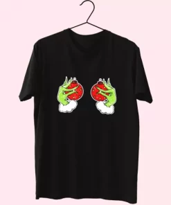 Funny GrinchS Hand Is On The Breast T Shirt Xmas Design 4