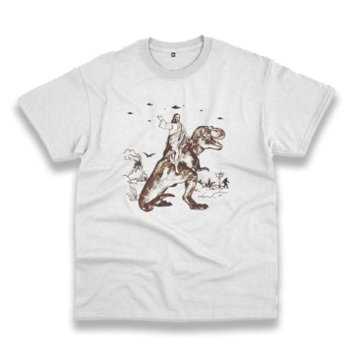 Funny Jesus Riding Dinosaur Vintage Tshirt