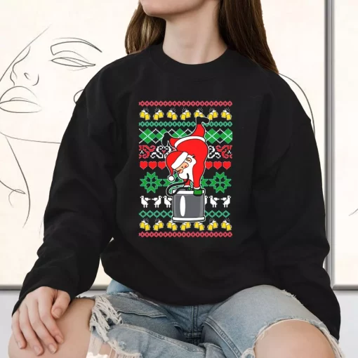 Funny Santa Claus Keg Stand Sweatshirt Xmas Outfit