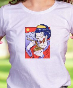 Geisha Japanese Zombie Eating Ramen Casual T Shirt