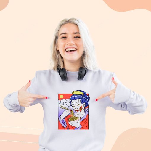 Geisha Japanese Zombie Eating Ramen Cool Sweatshirt