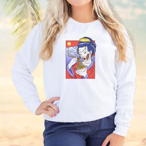 Geisha Japanese Zombie Eating Ramen Cool Sweatshirt