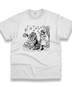Girl And Tiger Shirt Blowing Skull Bubbles Weird Vintage Tshirt