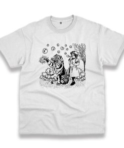 Girl And Tiger Shirt Blowing Skull Bubbles Weird Vintage Tshirt