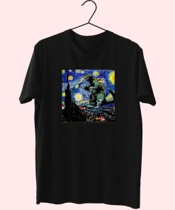 Godzilla Starry Night Van Gogh Essentials T Shirt 1