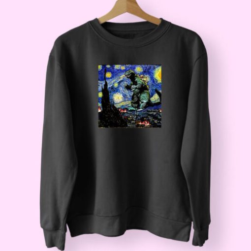 Godzilla Starry Night Van Gogh Sweatshirt Design