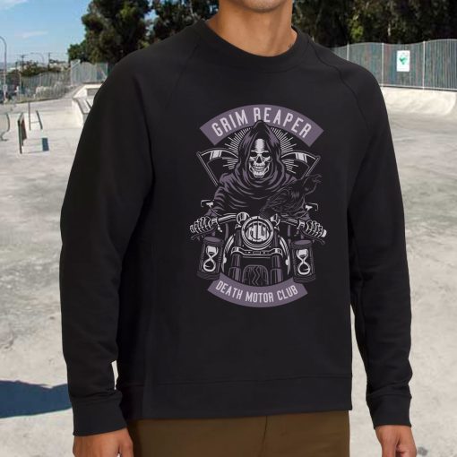 Grim Reaper Motorcycle Funny Graphic Sweatshirt