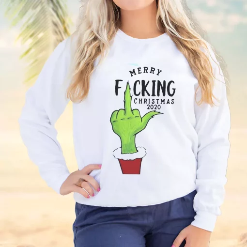 Grinch Hand Merry Fucking Christmas Ugly Christmas Sweater