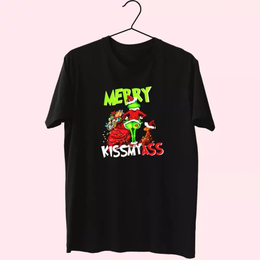 Grinch Merry Kiss My Ass T Shirt Xmas Design