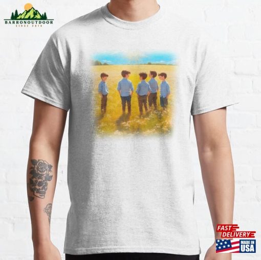 Illustration Of Young Boys Standing Together In A Meadow Under The Sun Classic T-Shirt