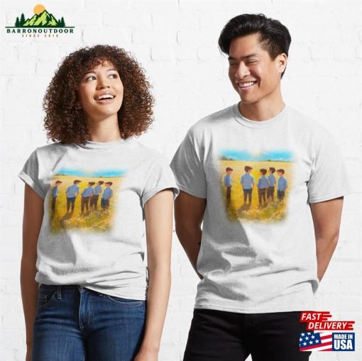 Illustration Of Young Boys Standing Together In A Meadow Under The Sun Classic T-Shirt