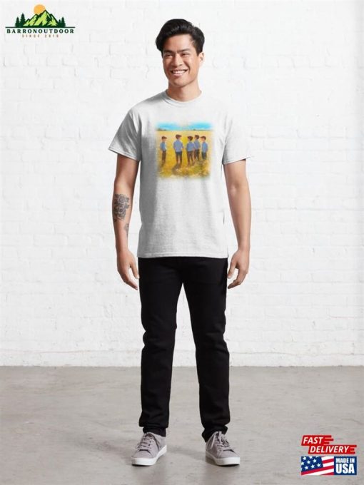 Illustration Of Young Boys Standing Together In A Meadow Under The Sun Classic T-Shirt