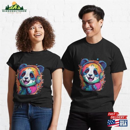 Joyful Jamboree A Cartoon Panda In Colorful Radiance Classic T-Shirt Unisex